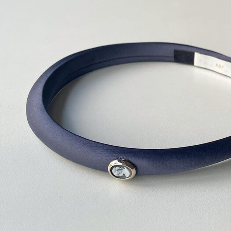 Cameo Satin Slim Hairband [Navy]