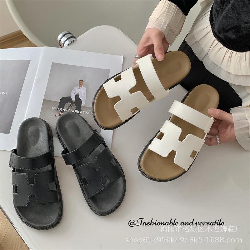 Sandali Casual a Punta Aperta Slip-On Scarpe a Ciabatta Piatte Comode Leggere Traspiranti Suola in Gomma Calzature Estive per l'Uso Quotidiano
