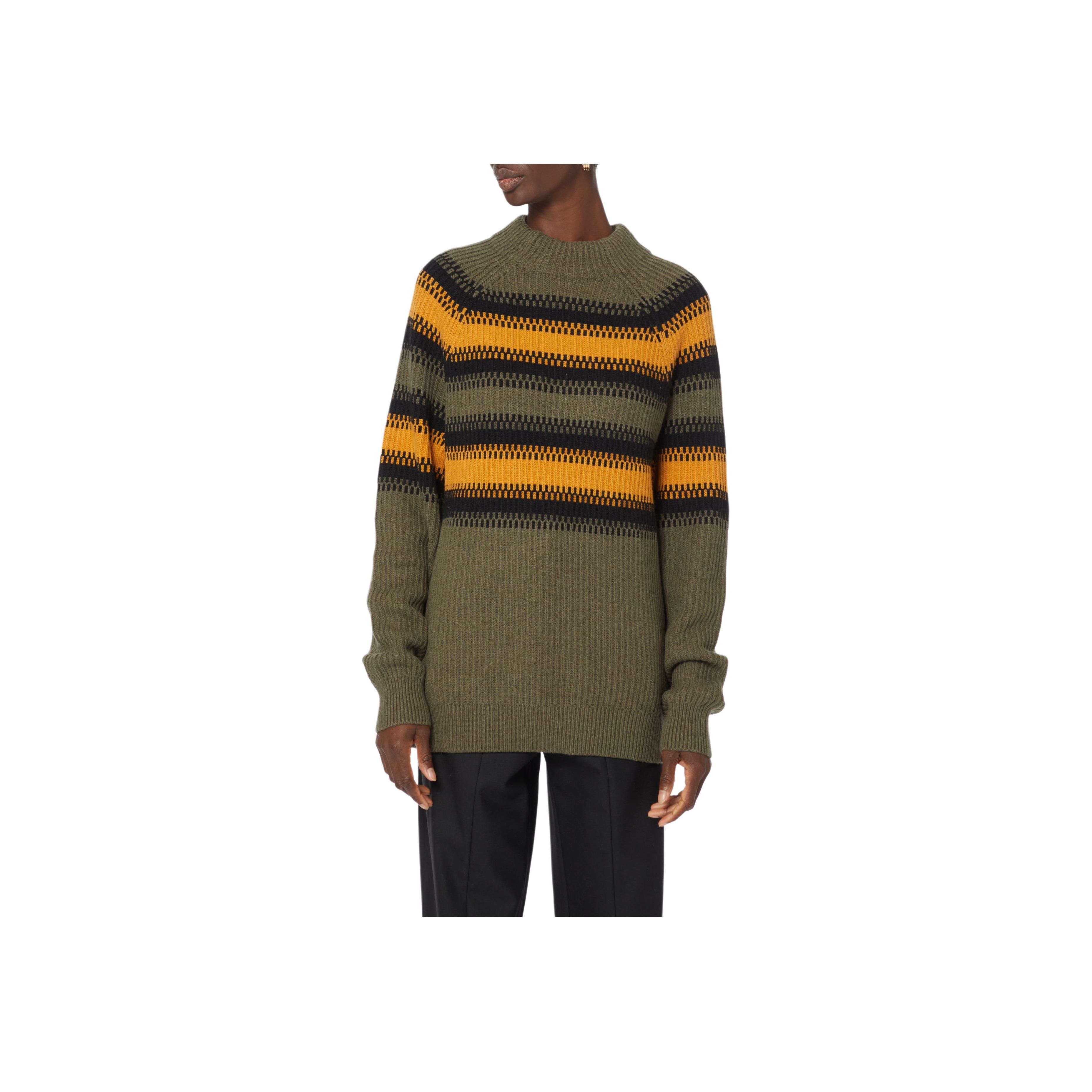 Michael Kors Striped Ribbed Turtleneck Sweater Women tops Green CF2604N74X L