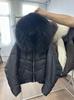 Women's Winter White Duck Down Jacket with Detachable Real Raccoon Fur Hood