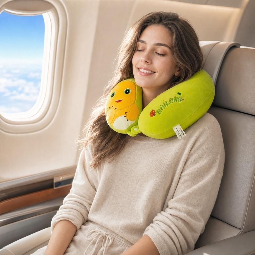 Memory Foam U Shaped Travel Neck Pillow Ergonomic Support Headrest Pillow for Cervical Spine Protection Office Use