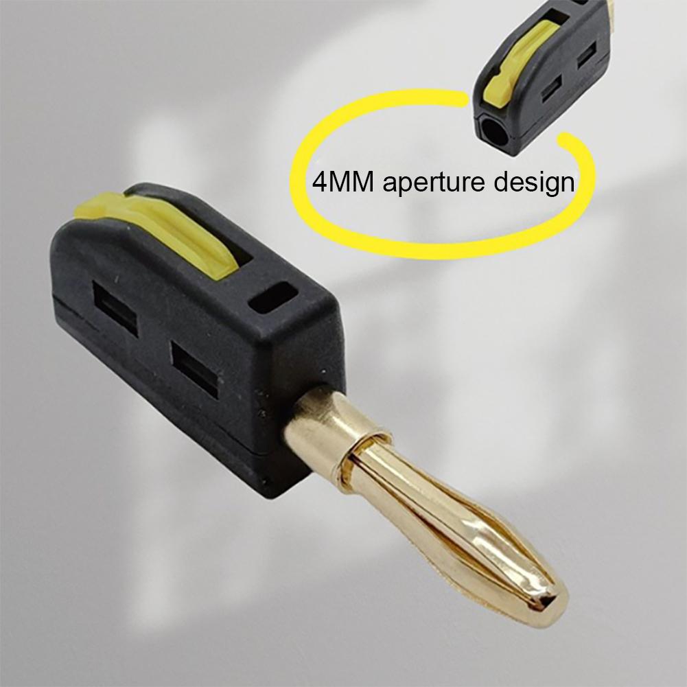 10Pcs 4mm High Current Plugs Self-Locking Gold-Plated Banana Connector Push-On Quick Connect Plug for 32A Electrical Test