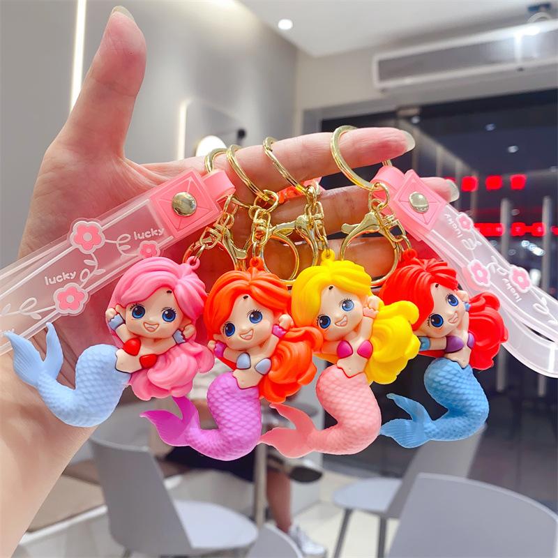 Creative Mermaid Keychain Cute Soft Rubber Doll Pendant Car Bag Doll Machine Small Gift Pendant