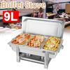 9L 3 Plates Dish Set Container Food Warmer Chafing Dish Full Buffet Catering Foldable Stainless Steel Square Buffet Stove