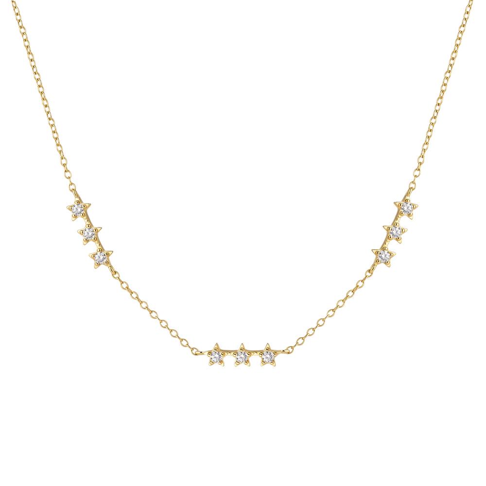 S925 Sterling Silver Star Rhinestone Necklace - Light Luxury Clavicle Chain, European & American Style Jewelry