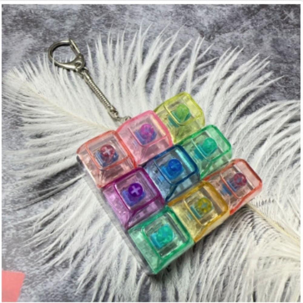 9 Tasten Knopf Tastenkappe Fidget Schlüsselanhänger Finger Tastatur Kappen Spielzeug DIY Dekompressionsspielzeug Clicker Spielzeug Zum Stressabbau Zeitvertreib