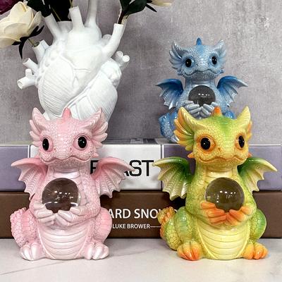 Cute Glowing Dragon Ornament Fantasy Creature Statue Resin Statue With Night Light