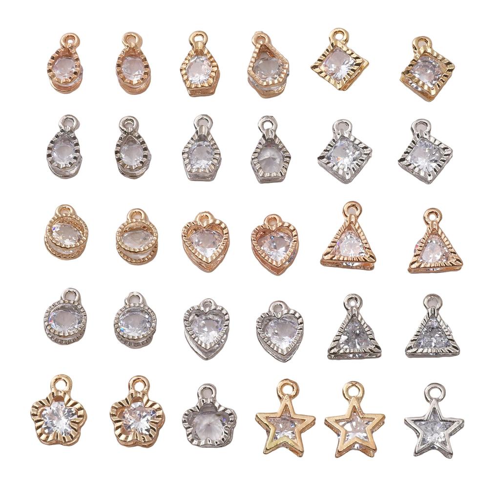 Alloy Charms Inlaid Zircon Heart Star Rhinestone Pendant Accessory For DIY Earring Necklace Accessories