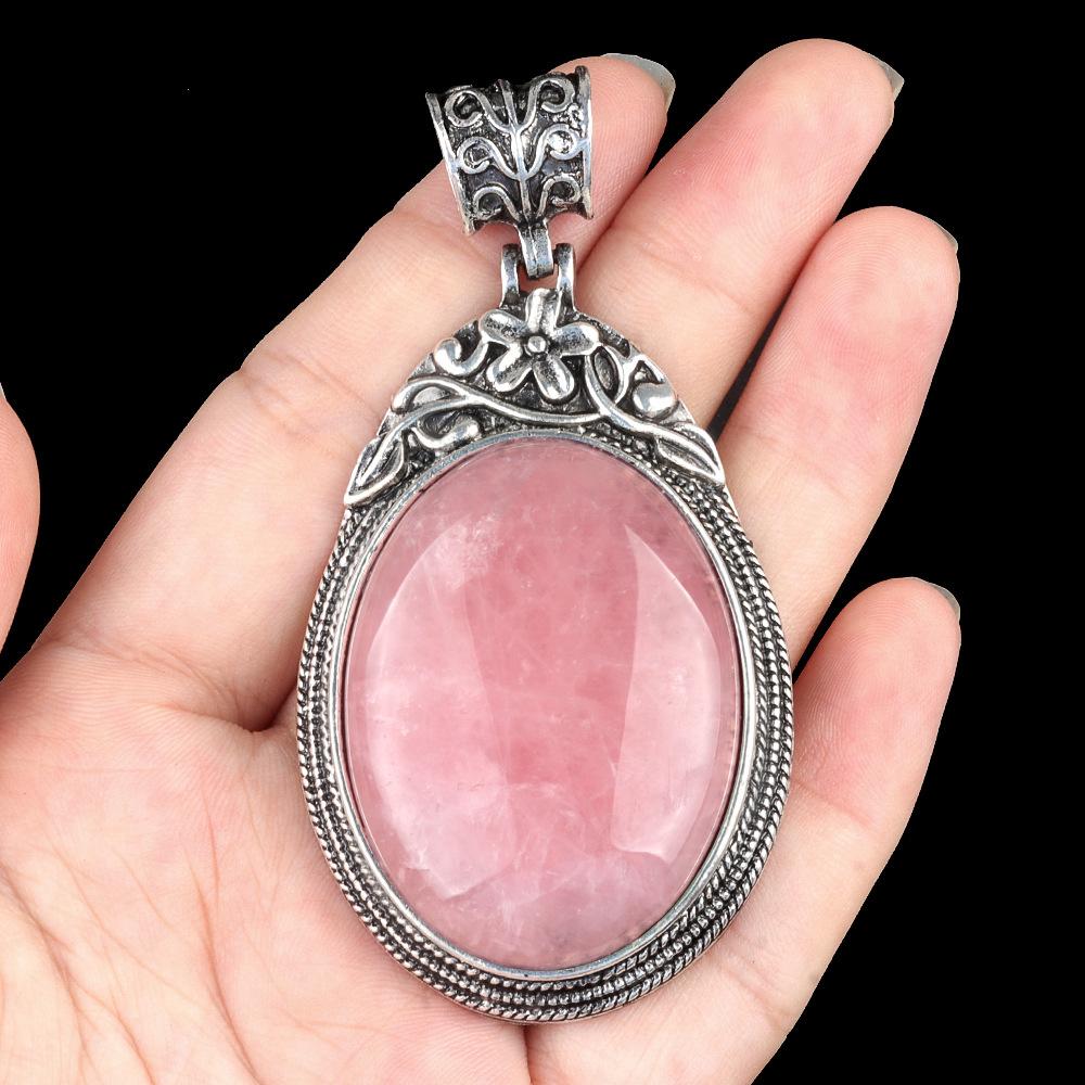 ET of gemtone crystal agate semi-precious stone alloy inlaid gemstone pendant, jewelry