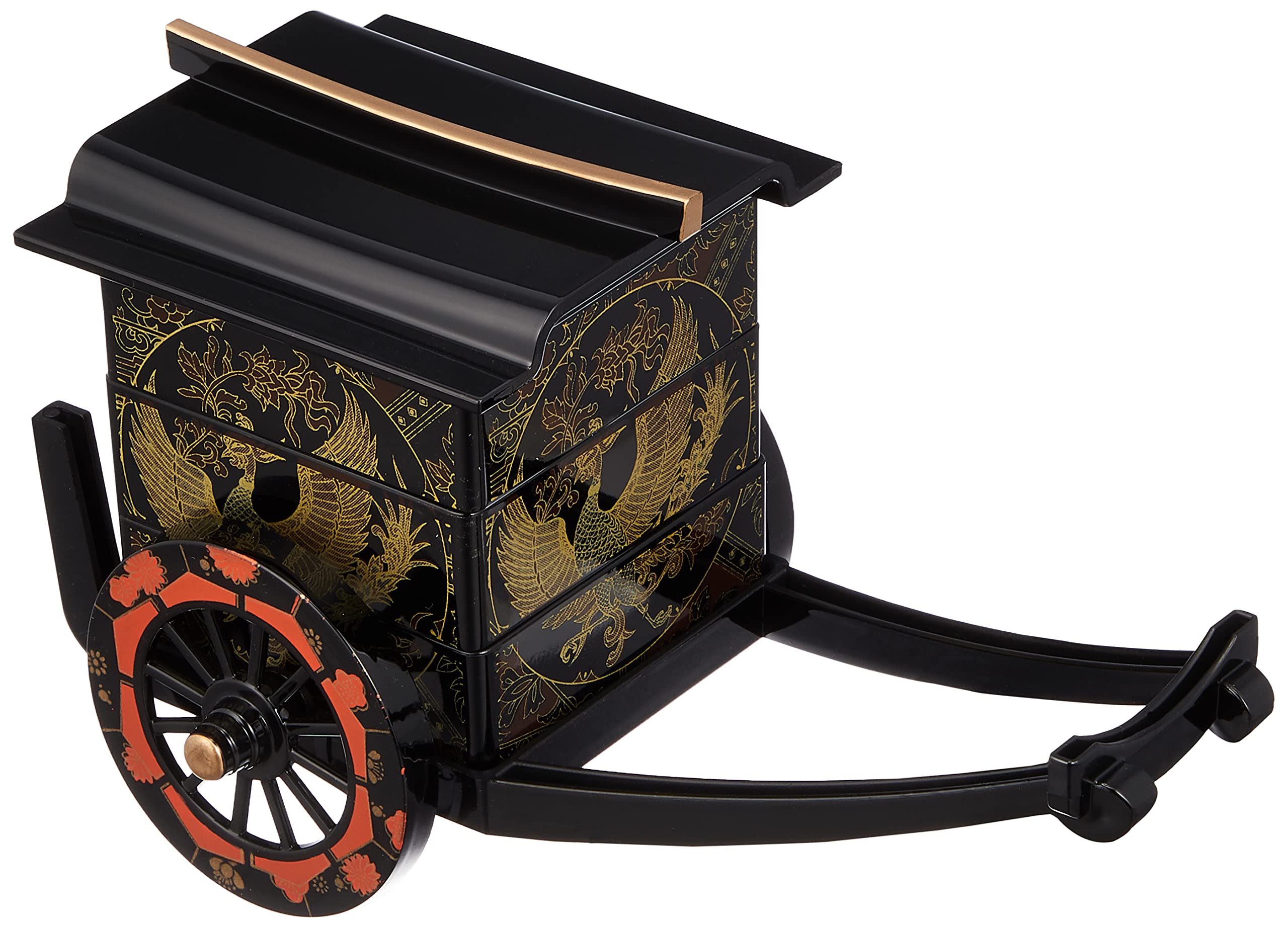 

Nakatani Brothers Company, Yamanaka Lacquerware, 6.0 Imperial Carriage Three-Tiered Small Container, Black, Phoenix Design, 33-3210