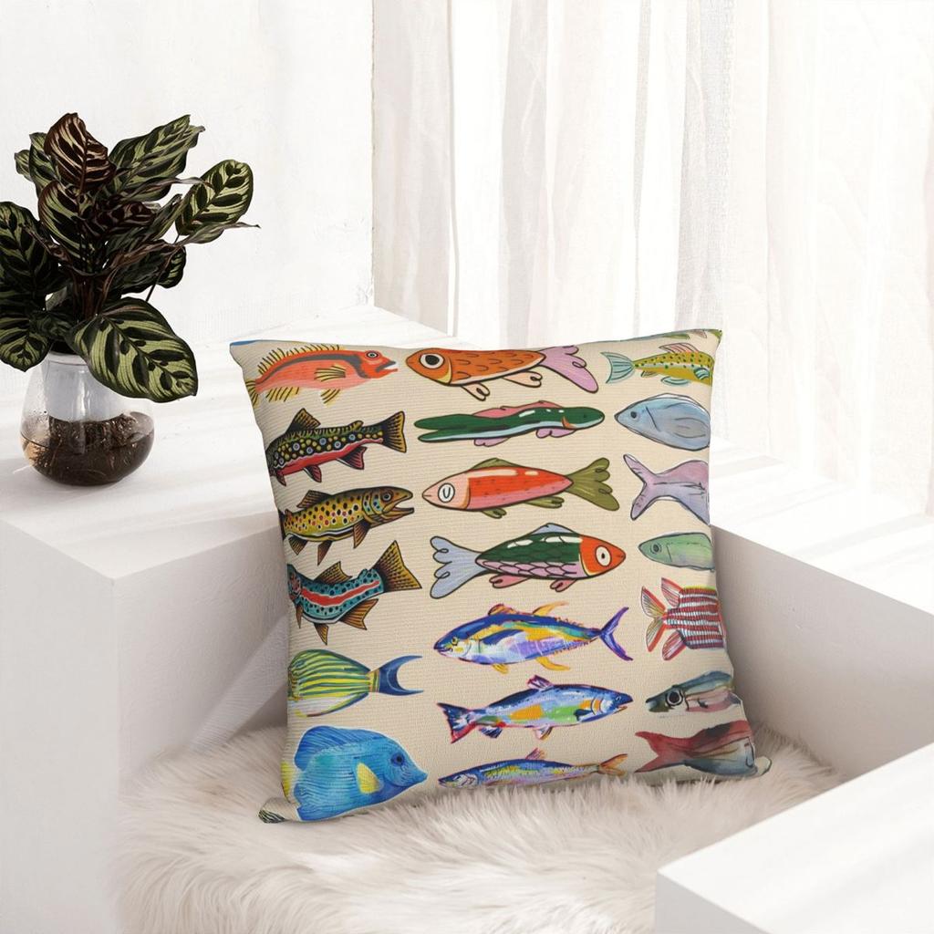 Povlak na polštář Vintage design pstruha Ryby Povlak na polštář Kreslené ryby Povlak na polštář Do kanceláře Auta Domů Dekorativní povlaky na polštáře