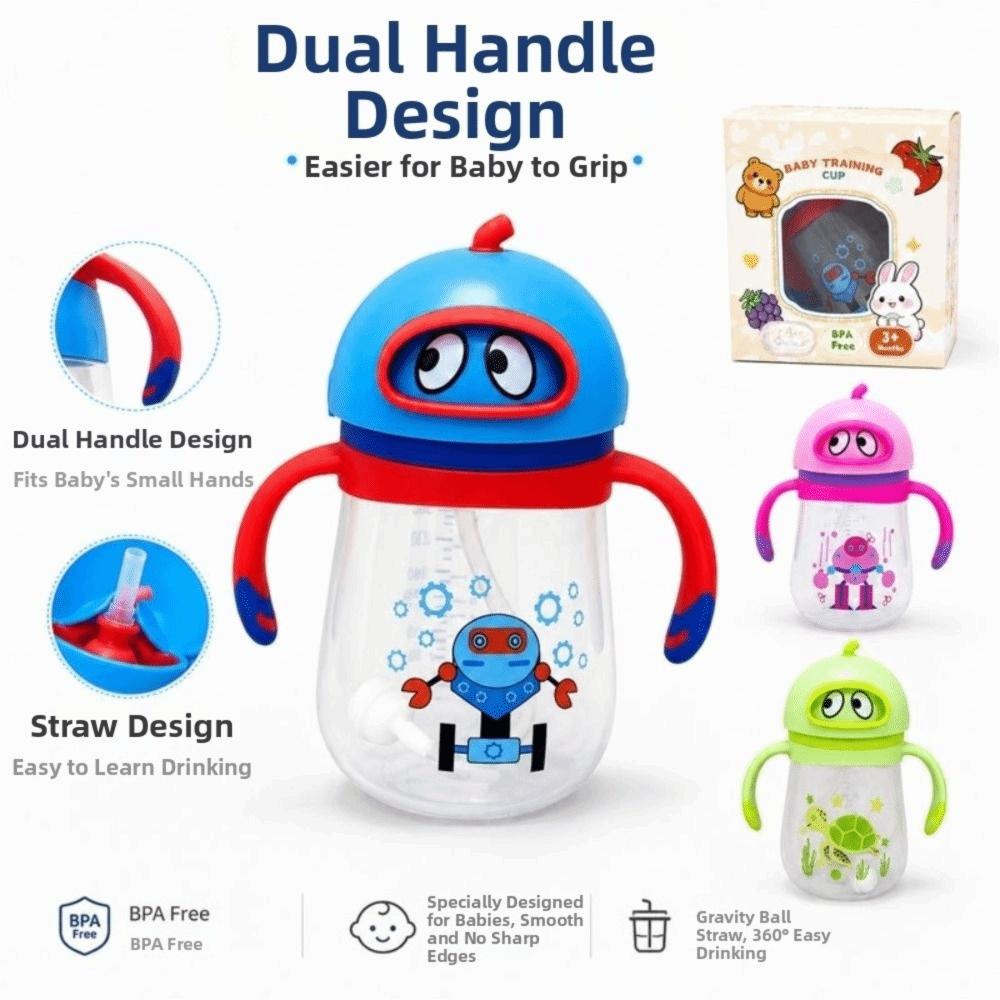with Handles Baby Sippy Cup 300ML Baby Drinking Cup Cute Baby Training Cup  Baby Transition Cup