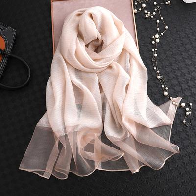 Solid Color Artificial Silk Shawl Women's Long Scarf Autumn Sunscreen Scarf