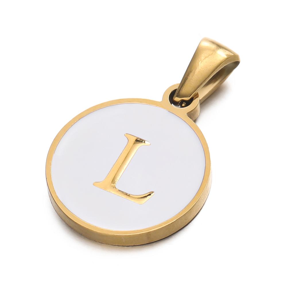 1pcs/pack Stainless Steel 26 Alphabet A-Z Letters Round White Pendants For DIY Bracelet Necklace Jewelry Making Accessories