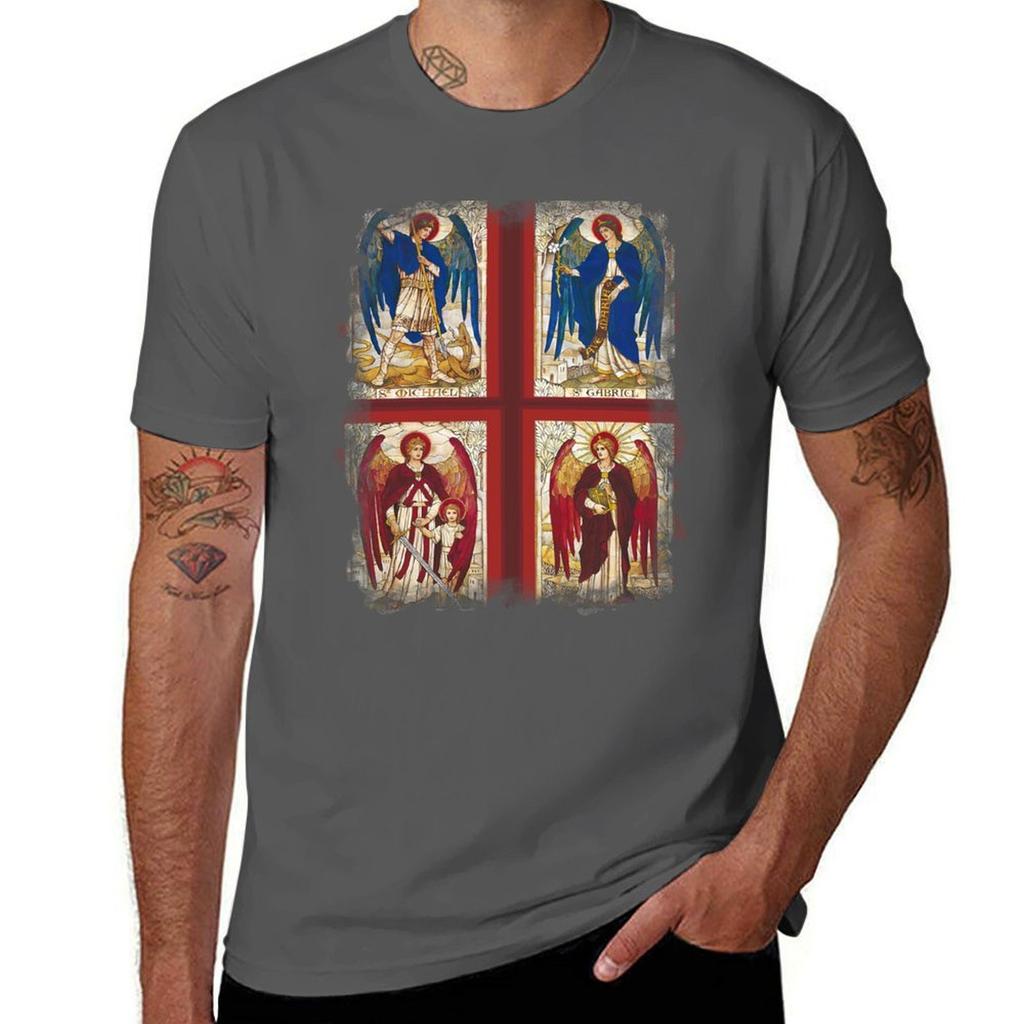 St Michael St Gabriel St Raphael And Uriel Archangel Angel Saint Tshirt Relaxed Casual Short Sleeve Tee