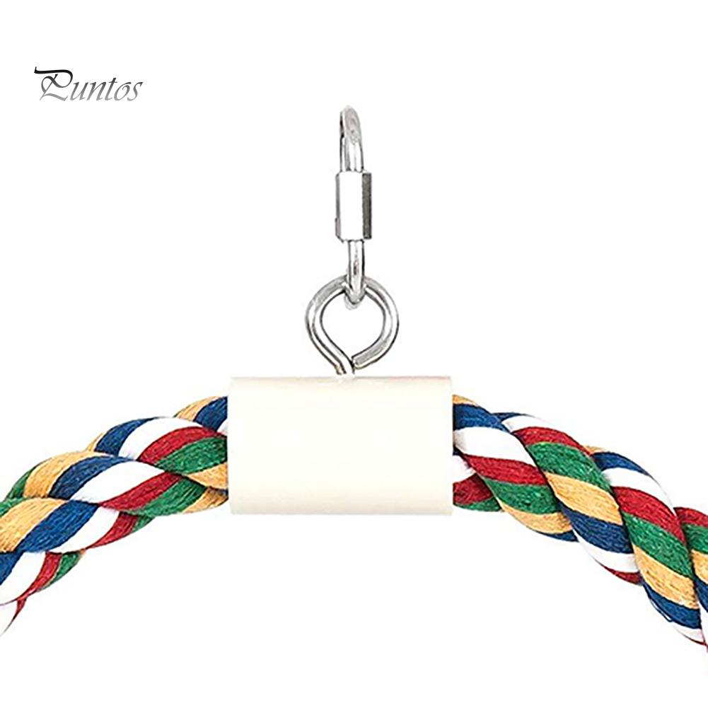 Puntos Chew Play Toy Pet Bird Parrot Cotton Rope Circle Ring Stand Hanging Swing Cage