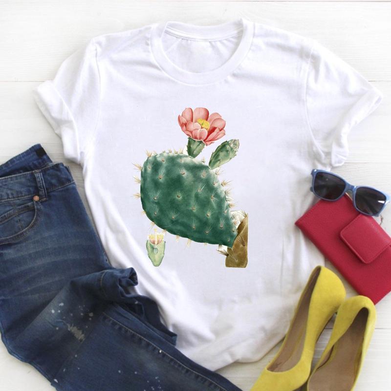 

2023 Women T-Shirt Floral Graphic Top Female Tshirt Summer Wild Plant Tees Ladies Tshirts Short Sleeve Streetwear White Clothes L білий