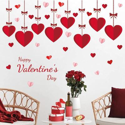 1 Stück Romantischer Herzförmiger Ballon Valentinstags-Aufkleber, Für Glasfen Süßer Liebesatmosphäre Display-Dekor