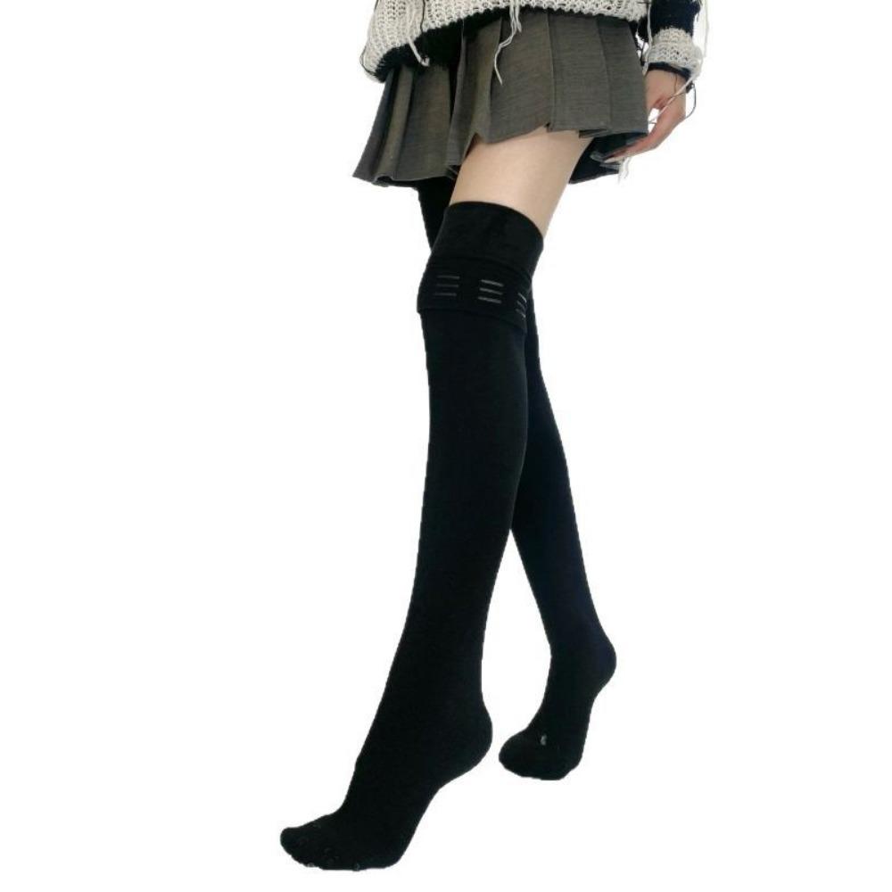 Stockings Women's Large Size Fleece Thickened Knee Socks Extended Thin High Socks, Autumn and Winter Women's Bottom Socks