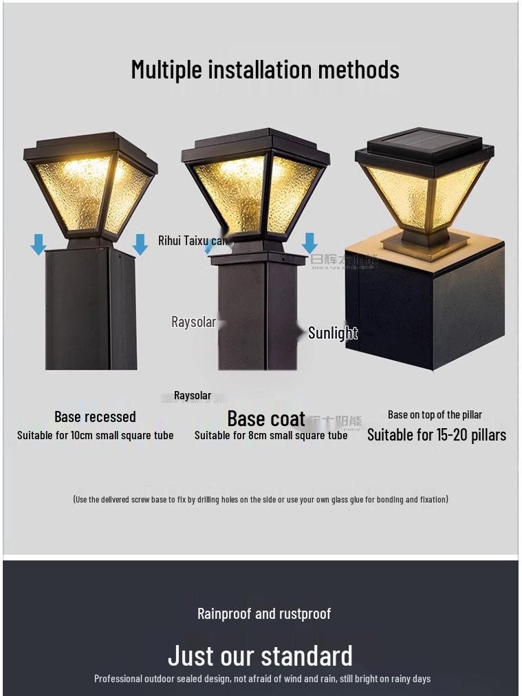 Modern Solar Outdoor Waterproof Pillar Light for Gardens, Courtyards, and Fences