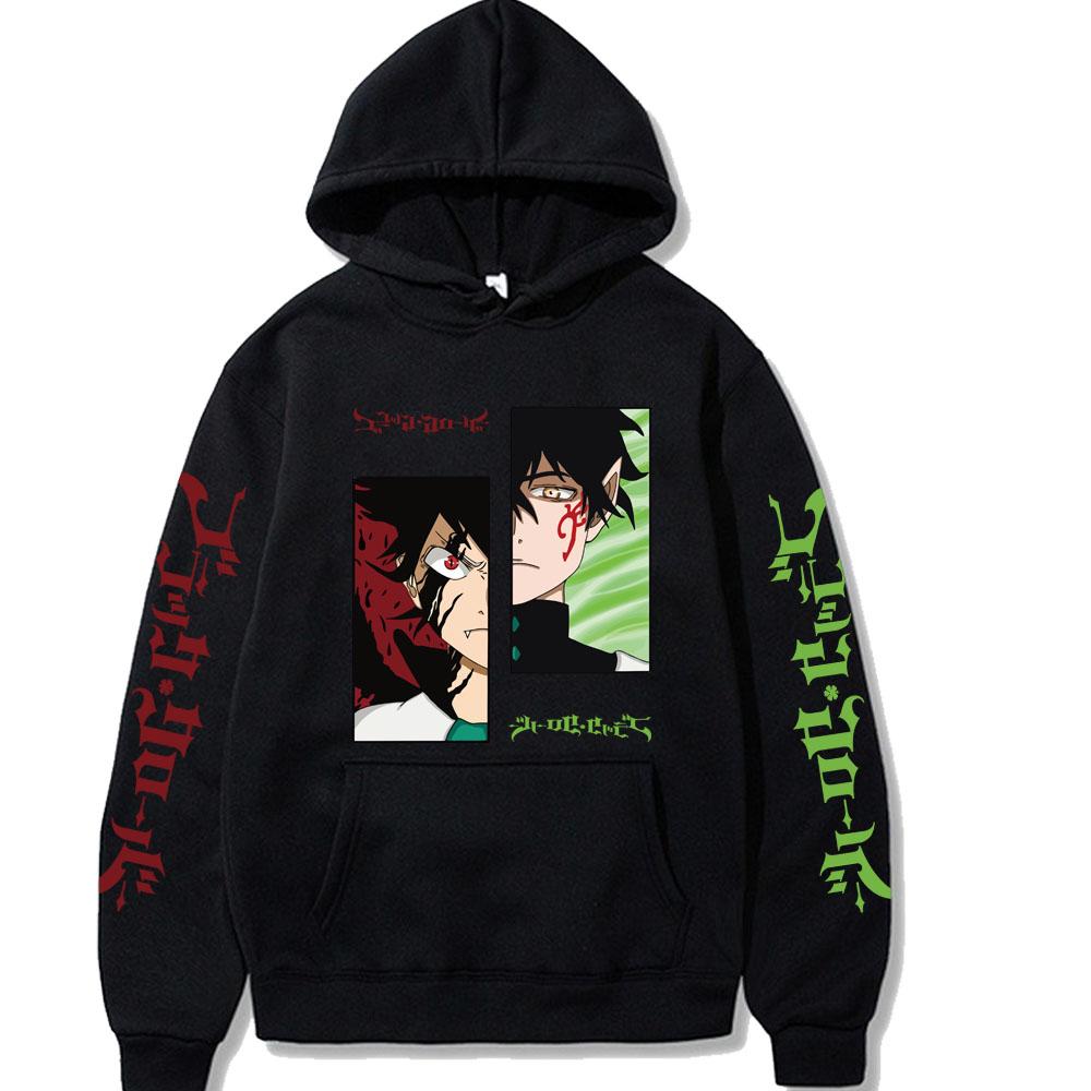 Japonské anime Černý jetel Asta Harajuku Mikiny Muži Ženy Mikiny Dlouhý rukáv Podzim Zima Oversized Streetwear Pulovr