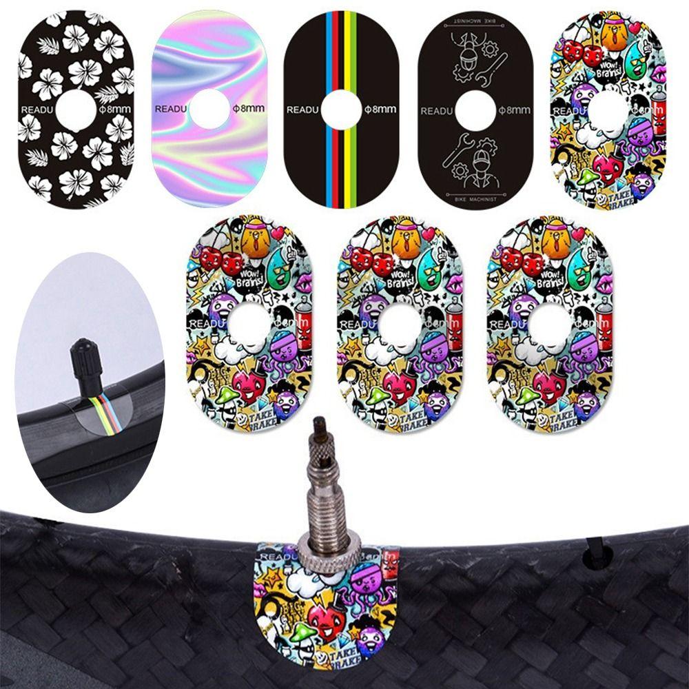 3PCS/Set Multicolor Bike Valve Pad Stickers PVC Bicycle Decorative Decals Cycling Supplies