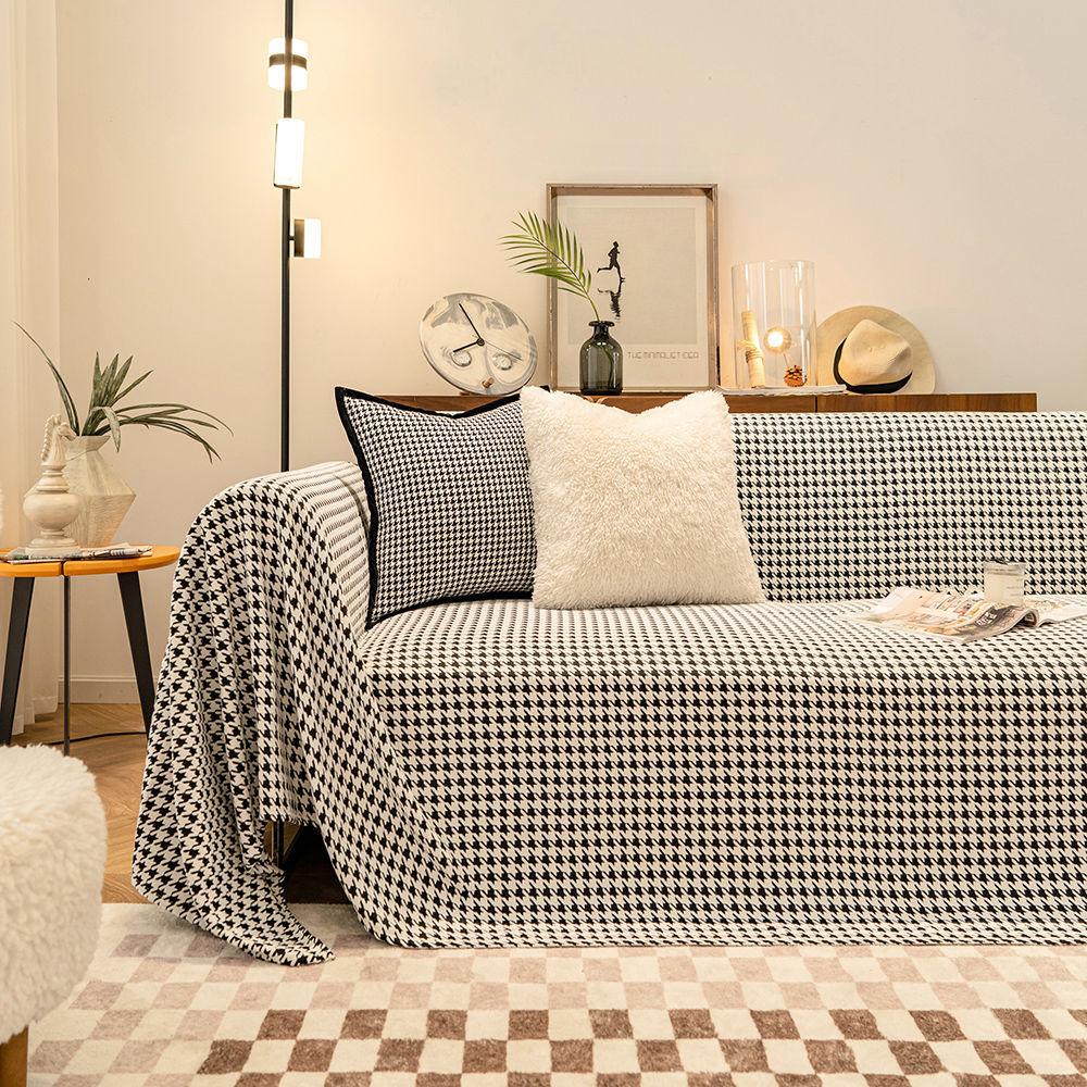 Capa de sofá de chenille para criança, capa de toalha de sofá, protetor de móveis com fundo antiderrapante, capa de sofá geométrica retrô, gato