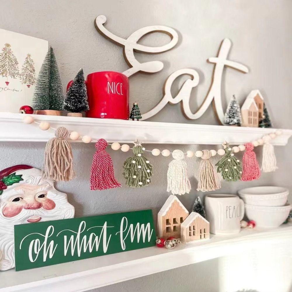 Boho Style Christmas Tassel Ornaments Colorful Tassel Banner New Year Hanging Pendant Home Decor