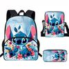 Stitch Kids School Backpack Set Elementary Students Oxford Fabric Ergonomic Design Printed Cartoon 3-Piece Bundle