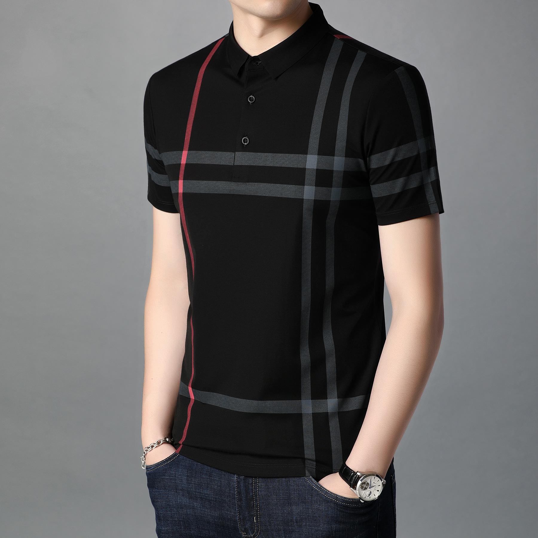 

Модная тенденция, рубашка поло с короткими рукавами для мужчин, летняя мужская клетчатая футболка с лацканами, мужские топы XXXXL