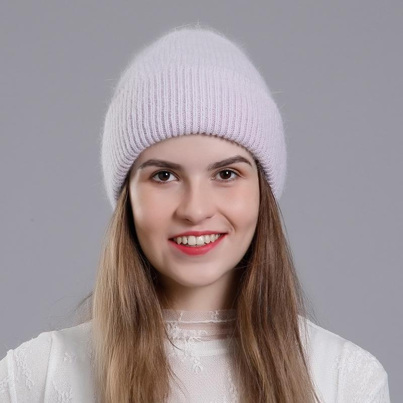 Korean Style Rabbit Fur Knit Hat for Women - Fashionable Autumn/Winter Headband with Earmuffs