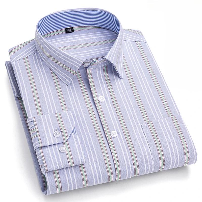 New In Shirt Plus Size 7XL Long-sleeve Shirts for Men 100%cotton Oxford Slim Fit Formal Plain Shirt Fashion Korean Plaid Clothes
