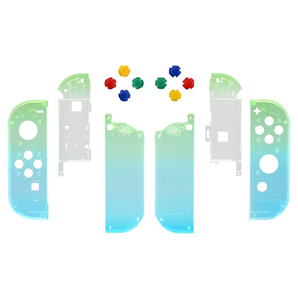 EXtremeRate Controlador de Mão Caixa de Habitação Compatível com Switch Joycon e Switch OLED Clear Gradient Color Substituição Shell DIY Substituição Case