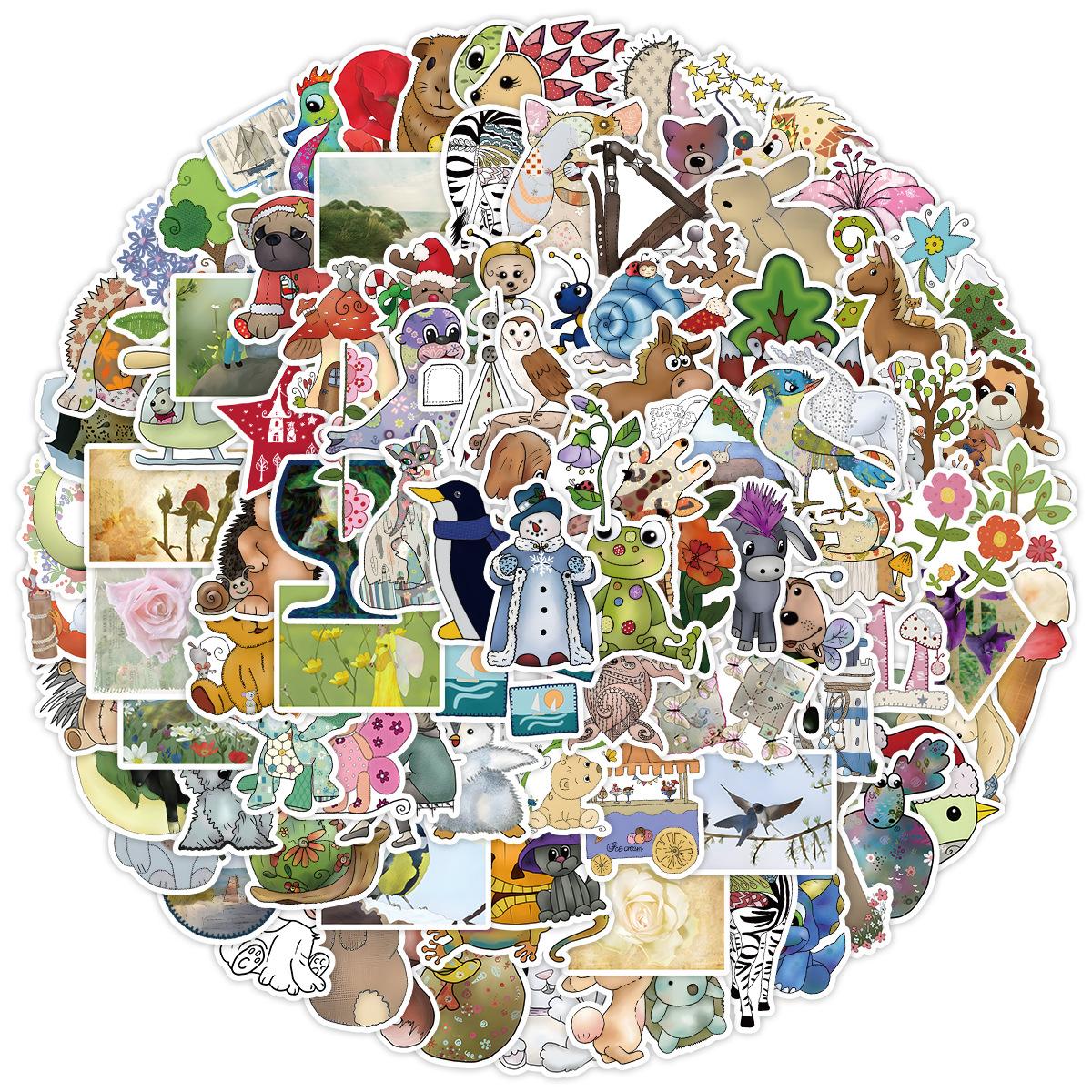 

100 Animal Graffiti Stickers In Nordic Style Storybooks Children s Stickers Suitcase Waterproof Decorative Stickers