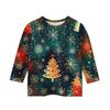 Christmas Day Print Tops For Youth Girls 5-16 Years Round Neck 3/4 Sleeves T-Shirts Trendy Tops Outfit Tees