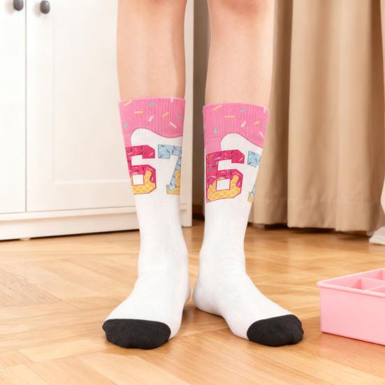 Funny 67 Crew Socks 6 7 Creams Drips Casual Socks Six Seven Meme Socks for Men Women Boys Girls Christmas Gifts