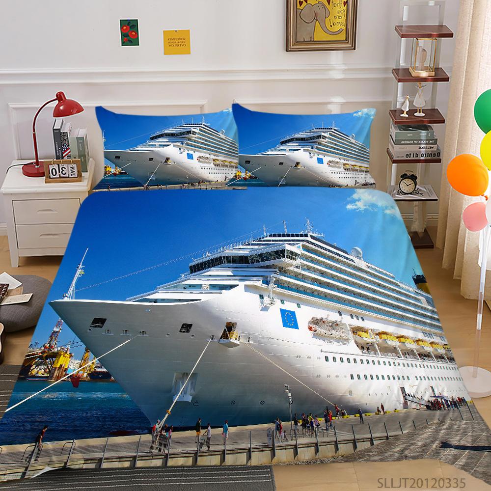 

3D Digital Printing Quilt Cover Pillowcase Two or Three-piece Cruise Series Polyester EU single 135*200