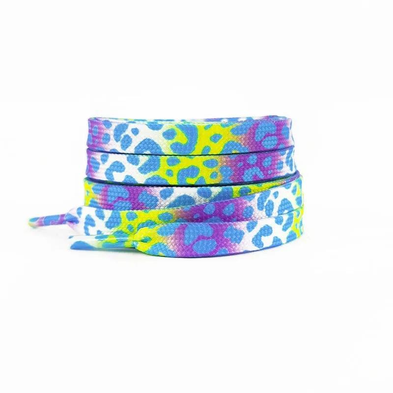 Cordones de Leopardo para Zapatillas AF1/AJ Estampado Colorido Tie-dye Degradado Banda de Goma para Cordones de Zapatos Hombres Mujeres Lona Cuerdas Deportivas