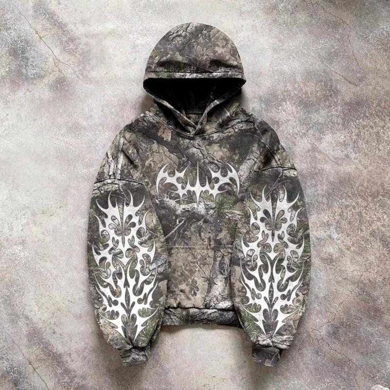 Unisex Oversized Hooded Sweatshirt With Graphic Print Streetwear Y2K Retro Loose Fit Long Sleeve Pullover Fall