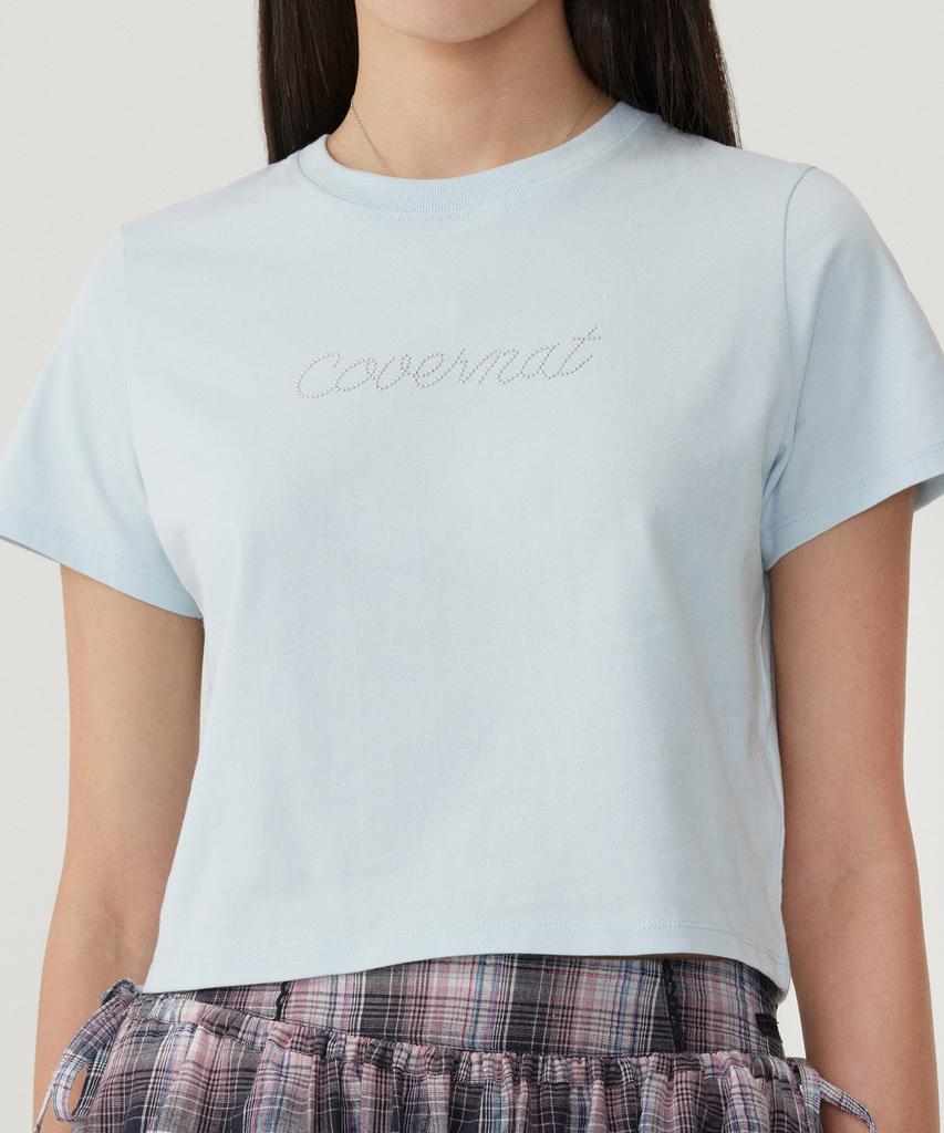 COVERNAT WOMAN Hotfix Logo T-Shirt Light Blue