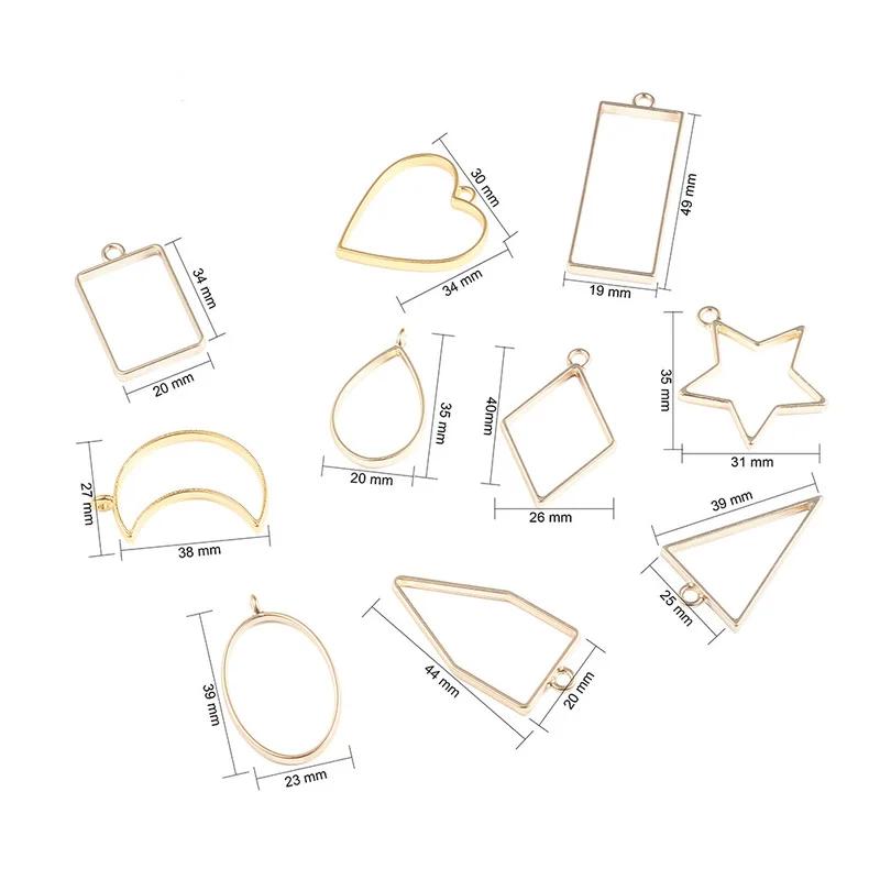 30 PCS/set of Handmade DIY Jewelry Accessories UV Crystal Silicone Mold Making Jewelry Pendants Geometric Hollow Frame Pendants