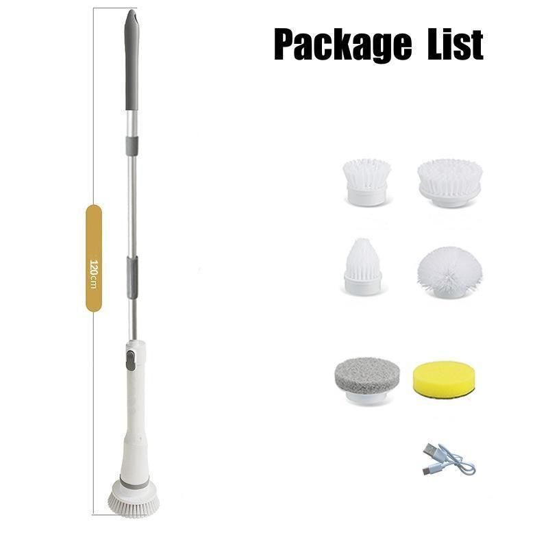 

Щетка для бытовой чистки 8 в 1, 2 шестерни, беспроводная скребок для отжима, зарядка через USB, ручная щетка для чистки для ванной комнаты, ванны, настенная плитка, пол, кухня белый