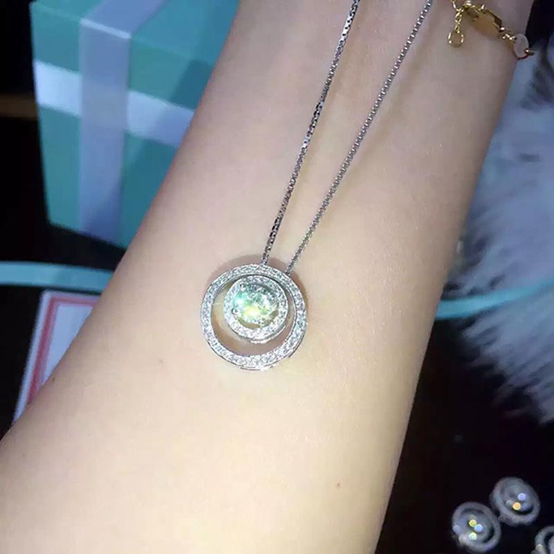 Korean Style Women's Necklace: Double Ring with Diamonds, Simple Luxury Design, Versatile Clavicle Chain Accessory