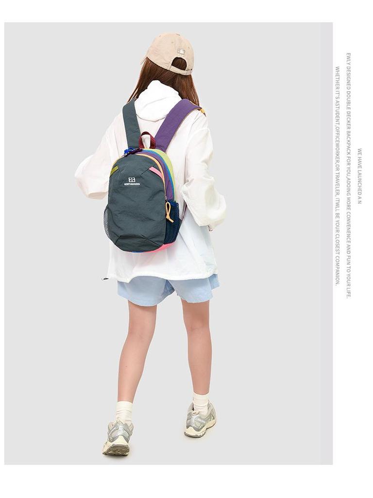 Rucsac Compact Outdoor Color Block pentru Studenți - Alb