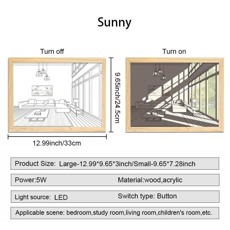 Modern vázlatos művészeti stílusú világításfestmény 9,65 * 7,28 hüvelykes háromszínű fényváltó LED dekoratív festmény, amely alkalmas hálószoba folyosójára