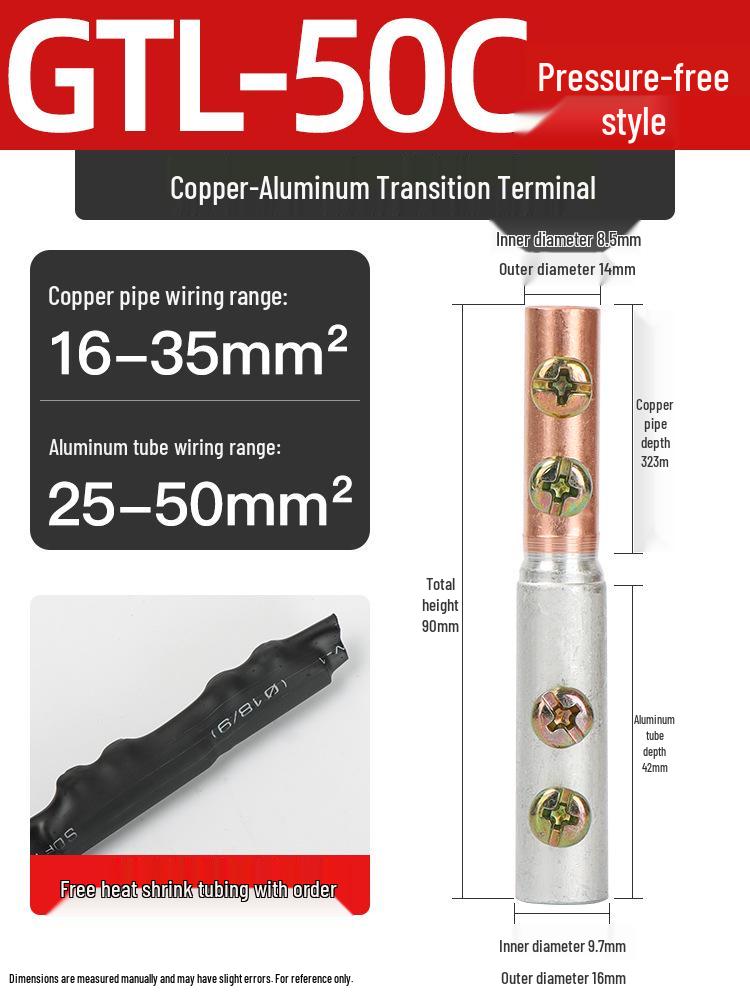 Copper-Aluminum Transition Connector Terminal Block, Quick Wire Connection Tool, No-Press Pipe Butt Connection GTLC