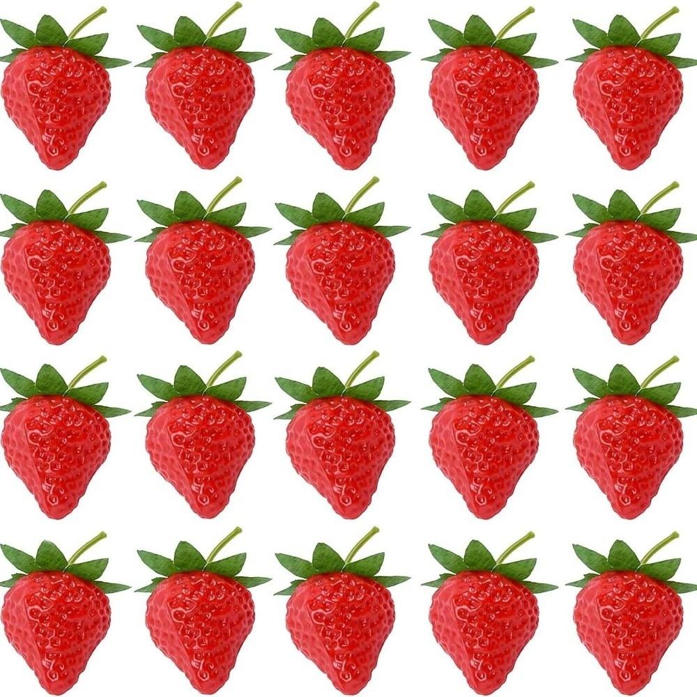 10Pcs Realistic Artificial Strawberry Fruit Ornament Handicrafts Simulation Strawberry Decorative Fake Fruits Outdoor Garden