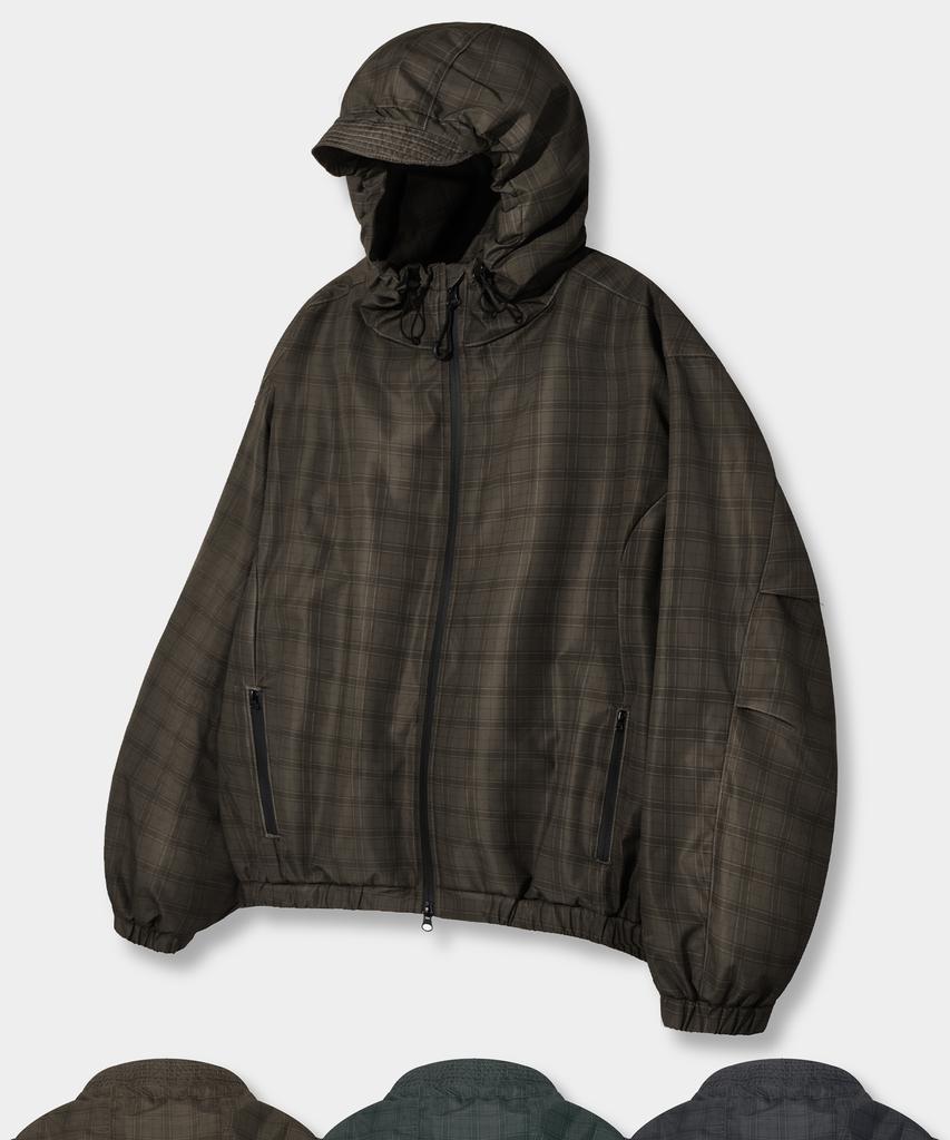 Dimitri Black 2Way Essential Check Hooded Windbreaker_3 Color