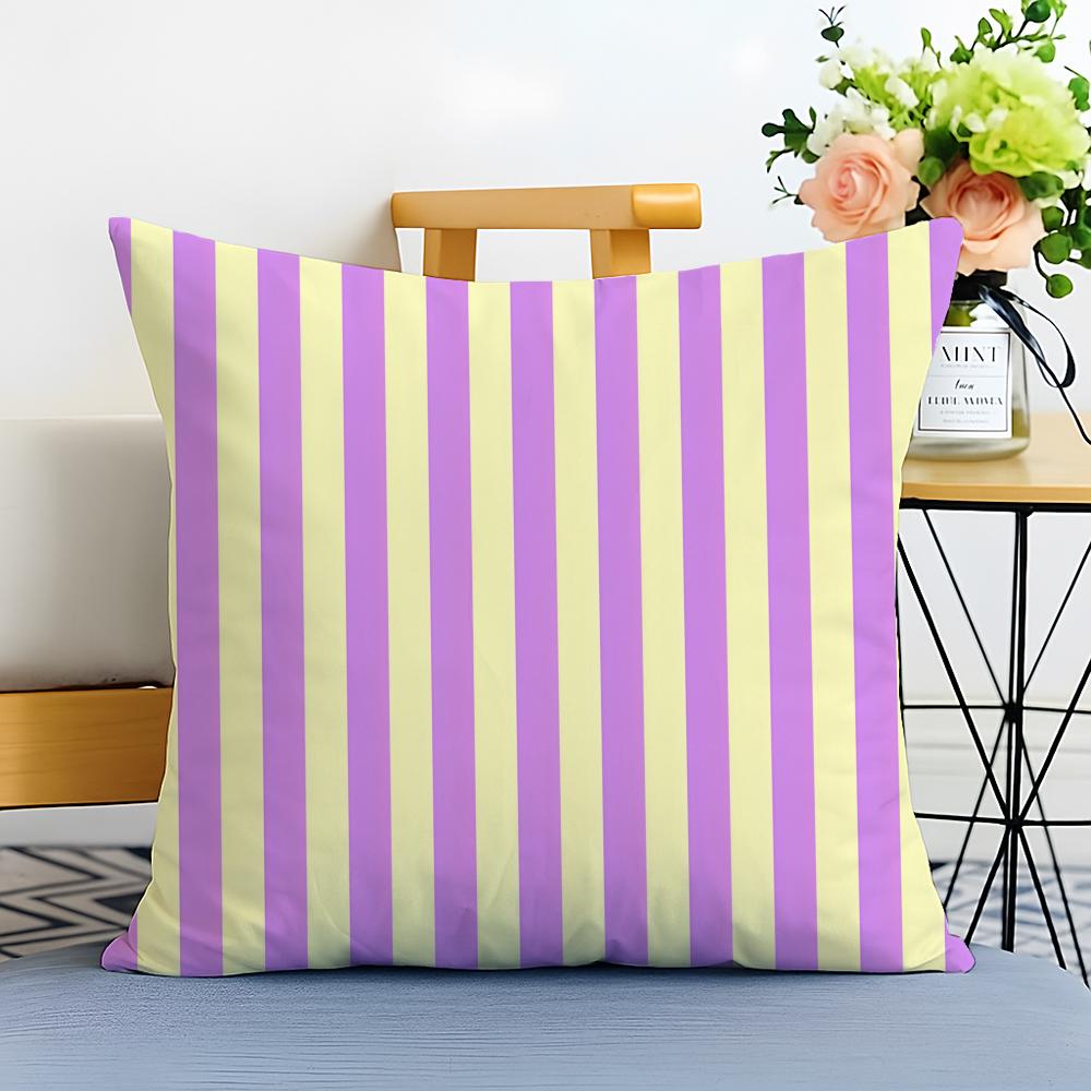 Casual Bright two color vertical stripes Cushion Cover Washable Linen Pillowcase Soft  for Sofa Bed Cozy Home Room Decor