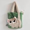 Handbag Cartoon Cat Shoulder Bag Large Capacity Furry Tote Bag Lightweight Plush Bag  Autumn Winter